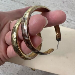 Vintage Kenneth Lane Hammered Metal Hoop Earring
